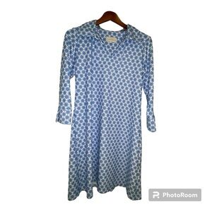 Chelsea Gunn knee-length 3/4 slv split cuff collared placket V-neck dress sz XL